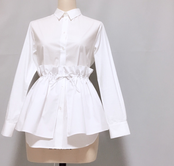 “夏天的幸運包”“分層風格★套裝”→襯衫基本連衣裙＆。分層剪裁縫（白色） 第4張的照片