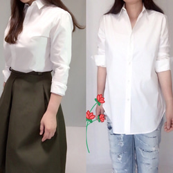 “夏天的幸運包”“分層風格★套裝”→襯衫基本連衣裙＆。分層剪裁縫（白色） 第5張的照片
