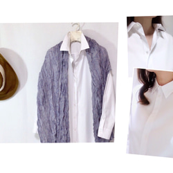 2024年新年福袋「Creema Limited」❺束腰上衣♪基本裝＆.花卉亞麻混紡圍巾（藍色） 第2張的照片