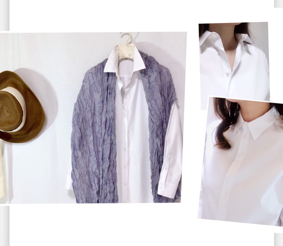 2024年新年福袋「Creema Limited」❺束腰上衣♪基本裝＆.花卉亞麻混紡圍巾（藍色） 第2張的照片