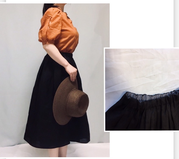 100% 亞麻褶皺長裙，有襯裡 [定制] 顏色和尺寸可供選擇 第4張的照片