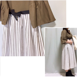顯瘦的條紋連衣裙❸ Hafurinen切換自然風連衣裙【定做】 第7張的照片