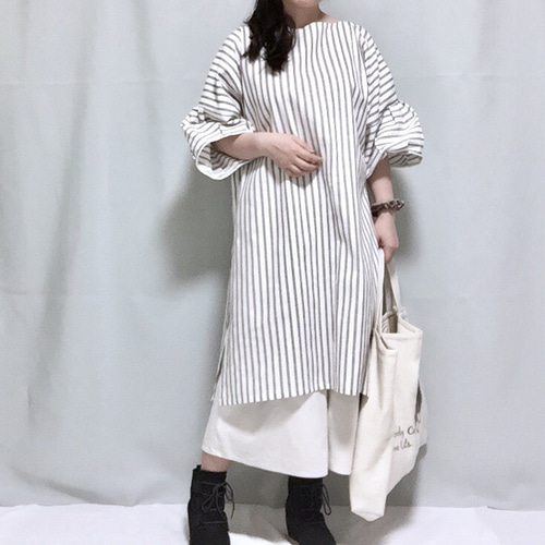 【ハンドメイド品】一点もの　リネン混ジレワンピース【新品】 ワンピース リネンライクアシメジレワンピース 「低身長・小柄