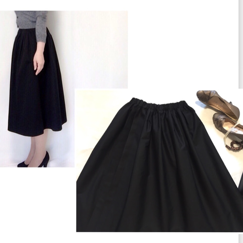 コットン100％タックを入れギャザースカート 【受注製作】色、サイズ  