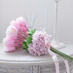 ブートニア・ヘアピック付き】夏色のあさがおブーケ 造花 アーティ