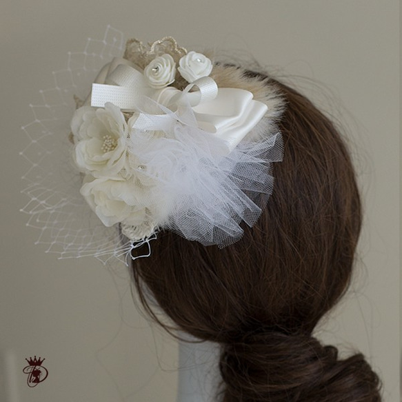 【木馬リボン】アンティークなヘッドドレス アーティフィシャルフラワー 6枚目の画像