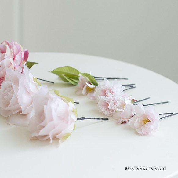 【ブートニア・ヘッドパーツなし】桜のブーケセット アーティフィシャルフラワー(造花)前撮り　海外ロケフォト 6枚目の画像