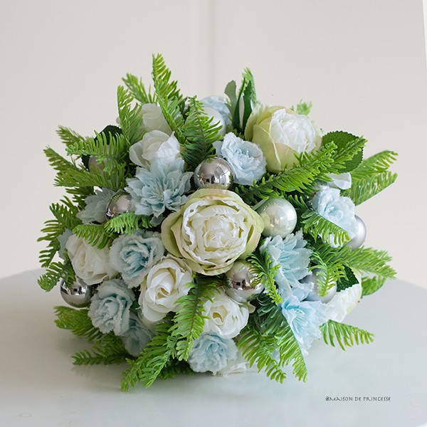 世界にひとつ＊ 【ブートニア付き】生花のようなナチュラルモミのラウンドブーケ造花前撮り挙式 二次会