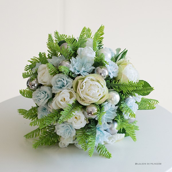 世界にひとつ＊ 【ブートニア付き】生花のようなナチュラルモミのラウンドブーケ造花前撮り挙式 二次会