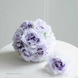 世界にひとつ＊ 【ブートニア付き】Purple Dressラウンドブーケ 造花 挙式前撮り海外ロケフォト 1枚目の画像