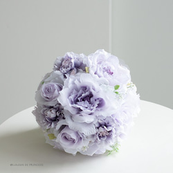 世界にひとつ＊ 【ブートニア付き】Purple Dressラウンドブーケ 造花 挙式前撮り海外ロケフォト 2枚目の画像