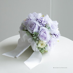 世界にひとつ＊ 【ブートニア付き】Purple Dressラウンドブーケ 造花 挙式前撮り海外ロケフォト 3枚目の画像