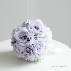 世界にひとつ＊ 【ブートニア付き】Purple Dressラウンドブーケ 造花 挙式前撮り海外ロケフォト 5枚目の画像