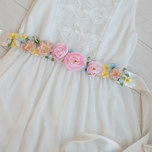 Creema限定』 ウェディングフラワーサッシュベルト リボン フラワー