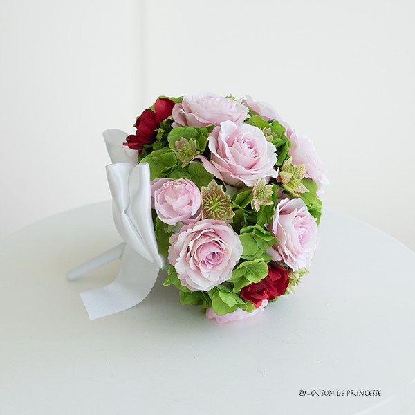 世界にひとつ＊ 【ブートニア付き】ローズプリンセスブーケ 造花 挙式 アーティフィシャルフラワー　前撮り　海外ロケフォト