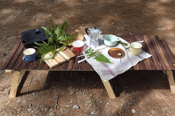 身桕做木  露營木桌-伸縮收納，露營、野餐、商空擺飾。胡桃木，栓木 第6張的照片