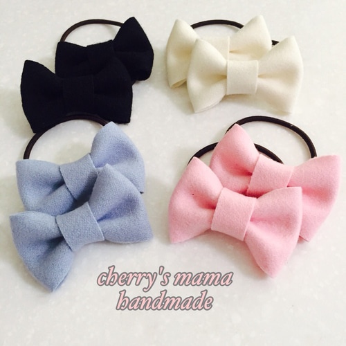 送料無料】ウールリボン ヘアゴム2個セット 全4色 雑貨・その他