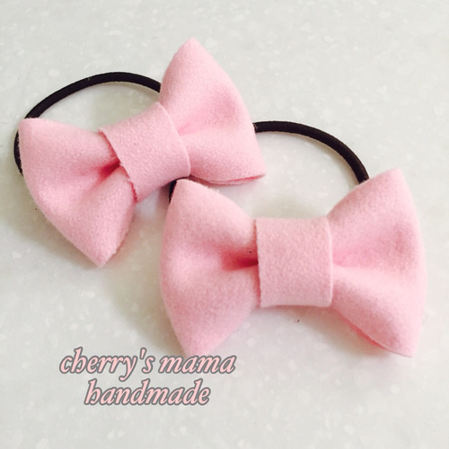 送料無料】ウールリボン ヘアゴム2個セット 全4色 雑貨・その他