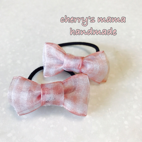 オーガンジーリボンヘアゴム さくらんぼくまちゃん