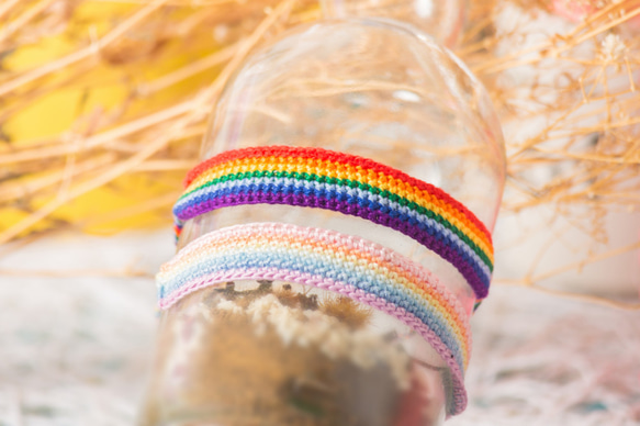 カスタマイズされたカラフルな虹をカスタマイズして編んだブレスレット7株式短い針足のリングラッキーラッキーウィッシングウィッシング 2枚目の画像
