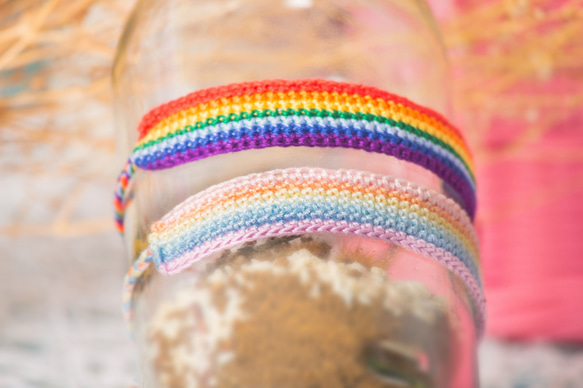 カスタマイズされたカラフルな虹をカスタマイズして編んだブレスレット7株式短い針足のリングラッキーラッキーウィッシングウィッシング 4枚目の画像