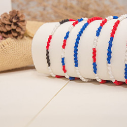 青と赤のブラックホース◕‿◕蜂蜜のスパイラル幸運願いロープロープロープのサーフ幸運ブレスレット編みブレスレット足のリング手作りの 8枚目の画像