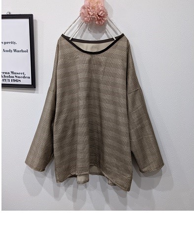 ♡ブラウングレンチェック♡後ろフリルブラウス♡