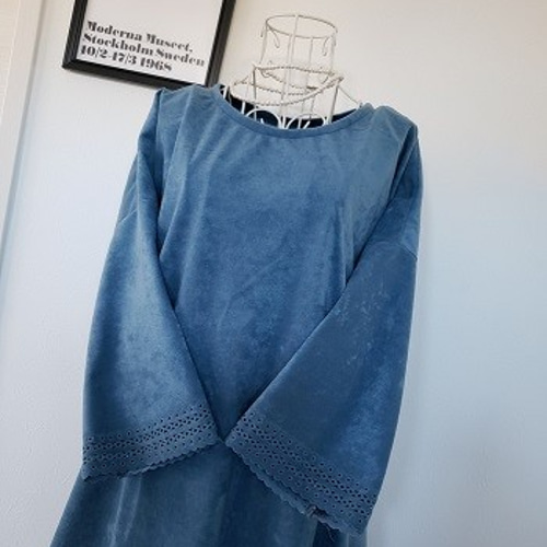 ♡アースブルー スエードスカラップワンピ♡ ワンピース lunaria  