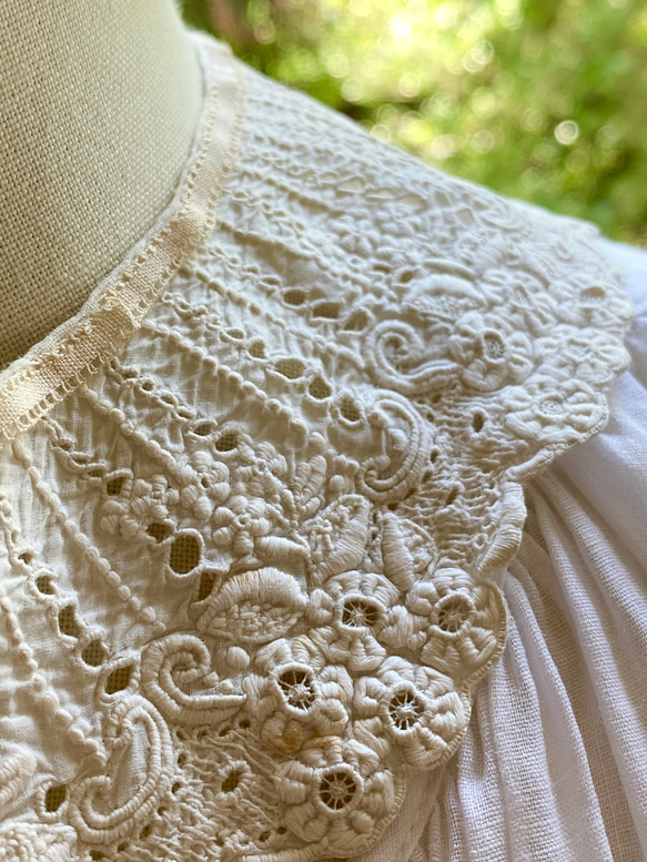 Antique刺繍入りつけ襟 （アイボリー 【7236】刺繍レースつけ襟 SneepDip スニープディップ アンティーク雑貨