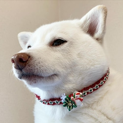 クリスマスチョーカー【プリンセス／雪だるま付】小型犬～中型犬用★セミオーダー★ 3枚目の画像