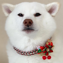 ★セミオーダー★クリスマスチョーカー（お花飾り付）【大型犬用】 4枚目の画像