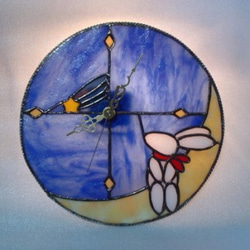 壁掛け・置き型兼用　月うさぎの掛け時計 3枚目の画像
