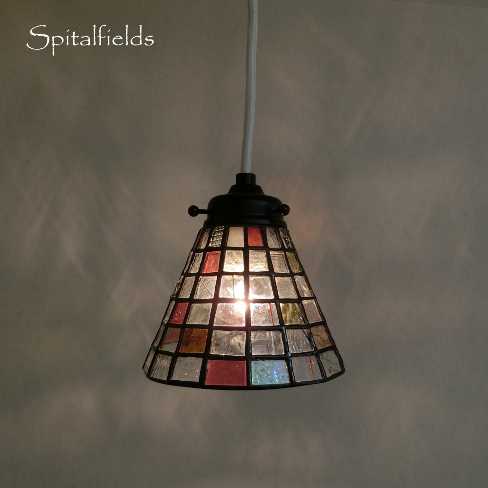 モザイク風ペンダントランプ（ピンク&イエロー）