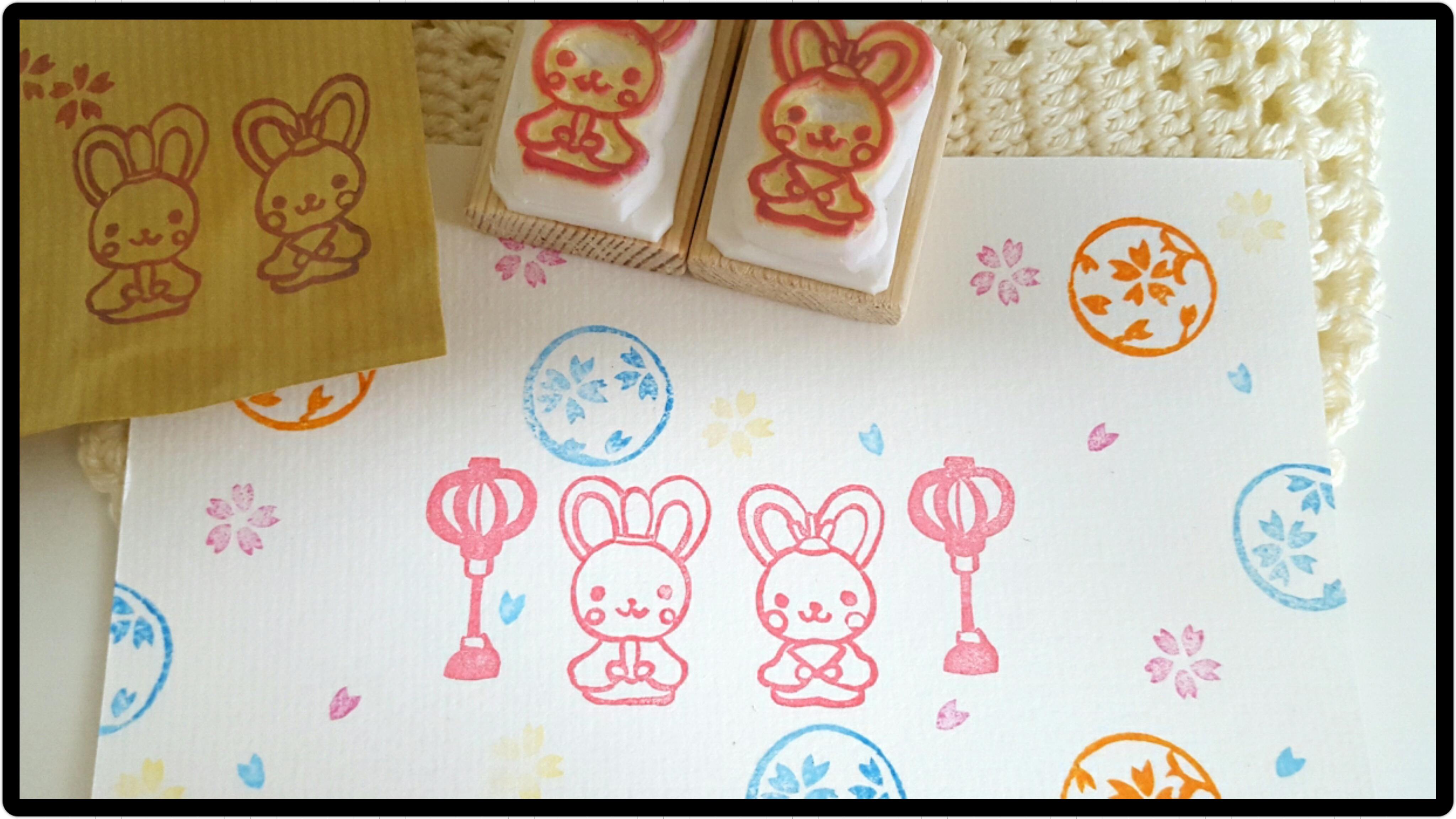 うさぎさんのひな祭りスタンプ [消しゴムハンコ] お雛様 はんこ