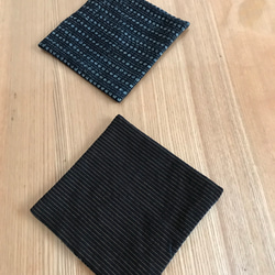 SALE　会津木綿と久留米絣コラボ　親子コースター　4枚セット 7枚目の画像
