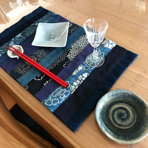 ヴィンテージ藍と久留米絣コラボ ランチョンマット 二枚セット その他