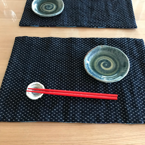 （専用画面）藍染古布×ミナペルホネンのランチョンマット2枚 korkky ミシンマット - minä perhonen