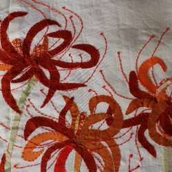 ヴィンテージ着物のタペストリー　曼珠沙華　布絵　秋の陽に 3枚目の画像
