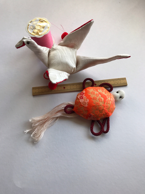 ヴィンテージ着物の鶴と亀 2枚目の画像