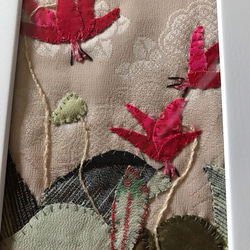 ヴィンテージ着物の布絵  カタクリの花が 6枚目の画像
