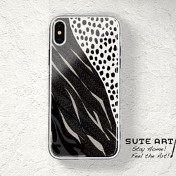 【受注製作】背面強化ガラス仕上げ　iPhone専用ケース『Black & White』 3枚目の画像