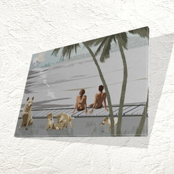 【受注製作】ファブリックパネル ファブリックボード 『海辺の犬』 4枚目の画像