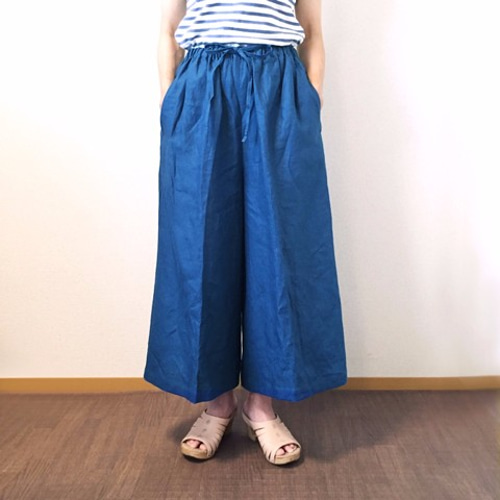 TUTIE. リネン ガウチョパンツ Mサイズ 青　新品 リネンガウチョパンツ・マリン キュロット・ワイドパンツ kekela