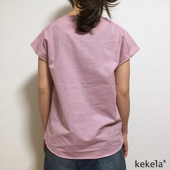 kekela × SUMI yarn オーガニックコットンブラウス【ピンク】 4枚目の画像