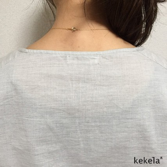 kekela × SUMI yarn オーガニックコットンブラウス【アイスグレー】 5枚目の画像