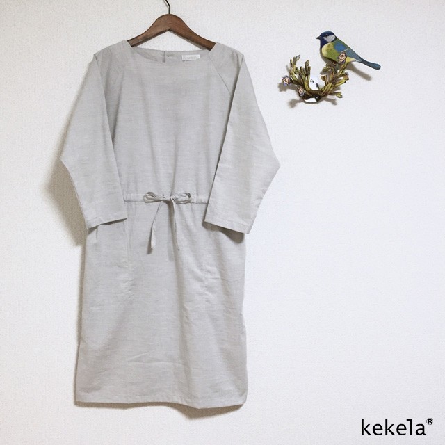 kekela × SUMI yarn オーガニックコットンワンピース【アイスグレー】