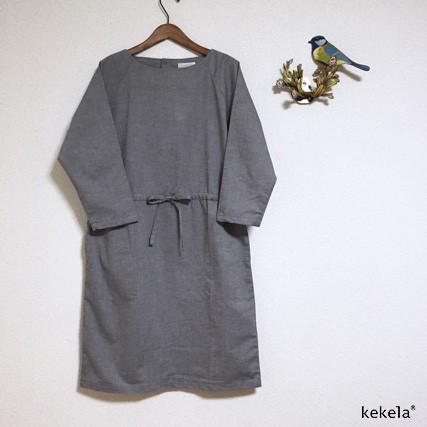 kekela × SUMI yarn オーガニックコットンワンピース【カーボン】