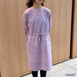 kekela × SUMI yarn オーガニックコットンワンピース【ピンク】 2枚目の画像