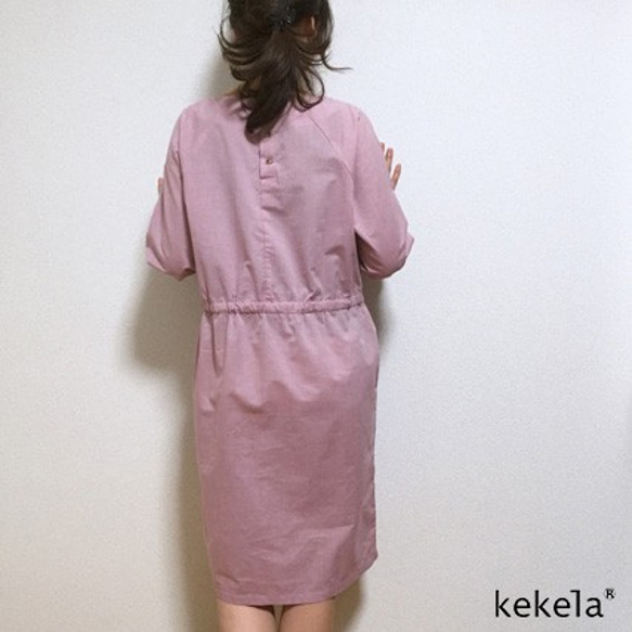 kekela × SUMI yarn オーガニックコットンワンピース【ピンク】 3枚目の画像