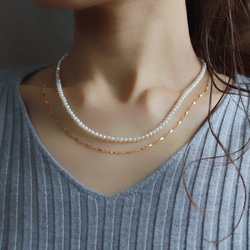 2点セット☆14kgf淡水パールとパターンチェーンネックレス 4枚目の画像